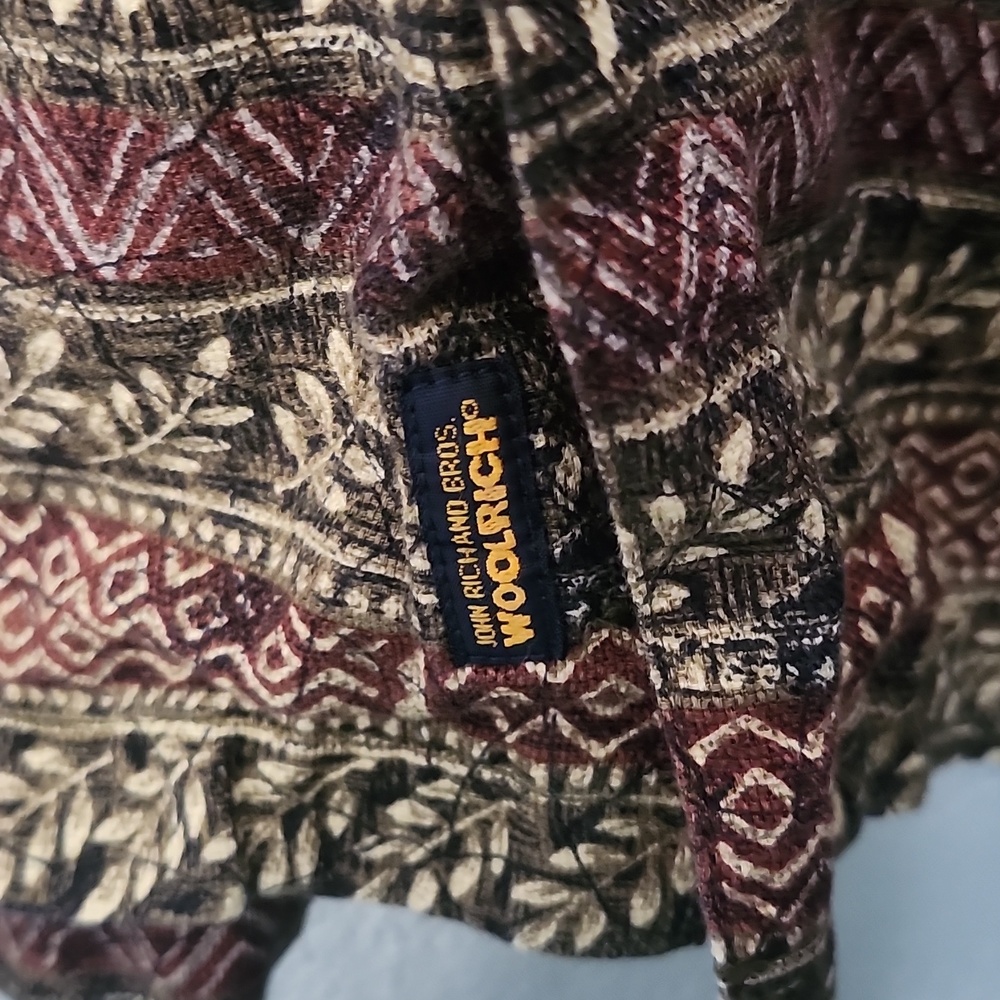 Woolrich Men's Short-Sleeve Patterned Button-Up Shirt- Brown/Red - Picture 4 of 4